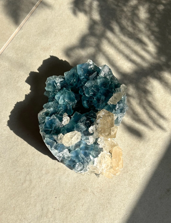 geode di Fluorite Blu e Calcite